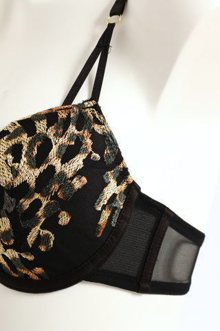 Embroidered Animal T-Shirt Bra - Animal