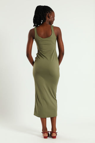 Strappy Polyamide Midi Dress - Fatigue