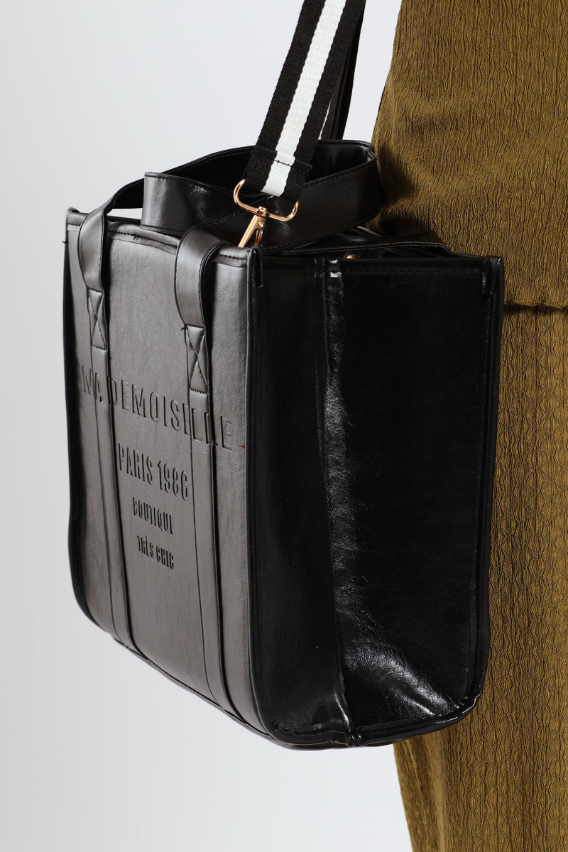 Black Embossed Leather The Uptown Bag