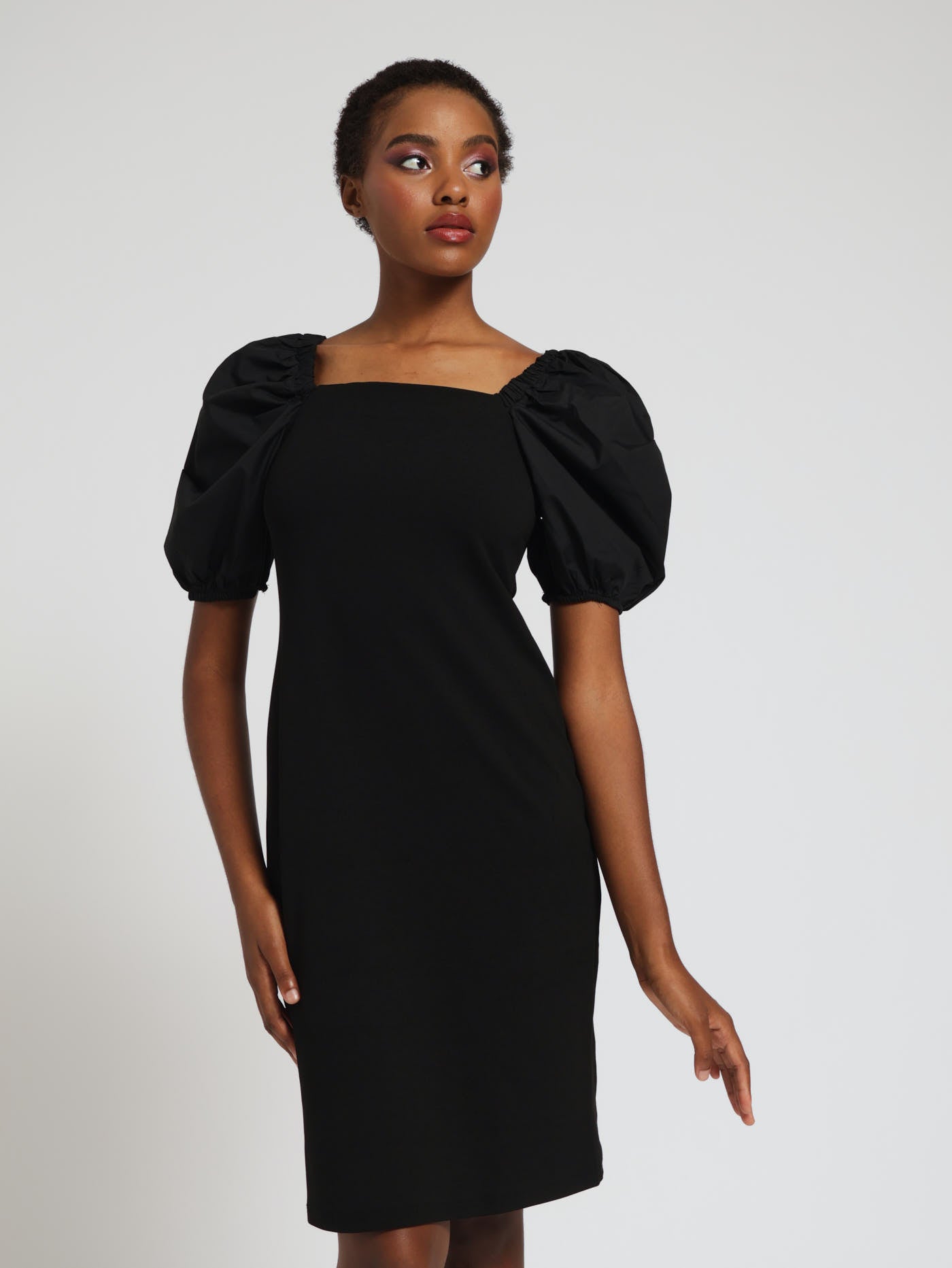 Puff Sleeve Bodycon Dress Black – LEGiT1