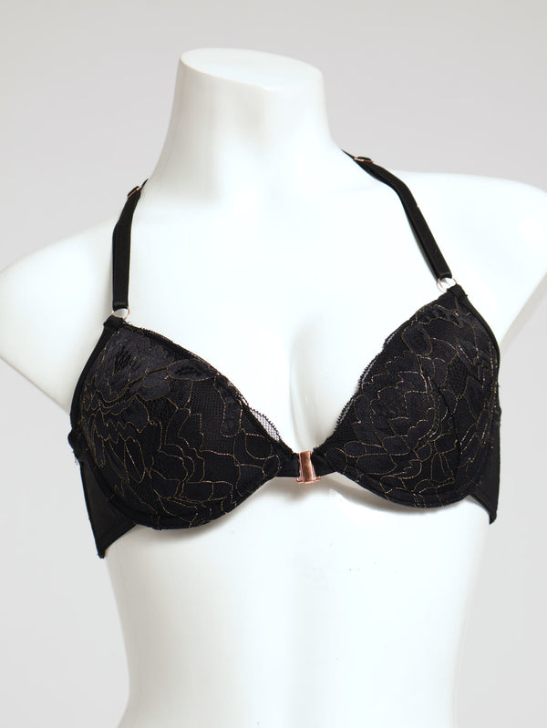 Black & Gold Front Clasp T-Shirt Bra - Black – LEGiT