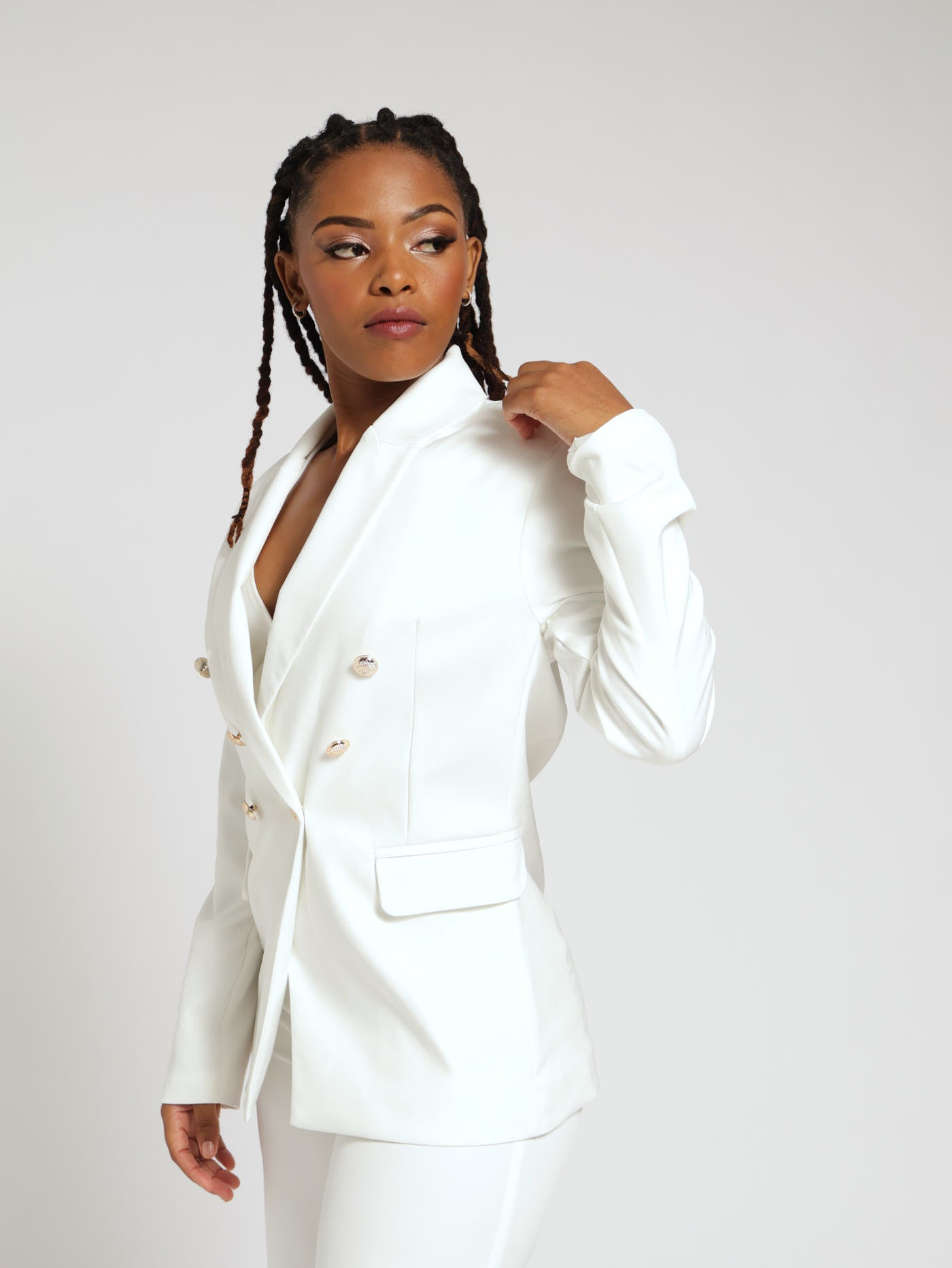 Military white blazer deals