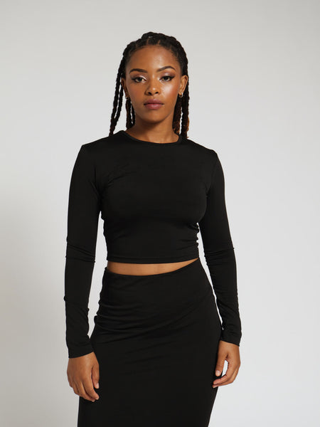 Long Sleeve Fitted Slinky Top - Black – LEGiT Long Sleeve Fitted Slinky Top - Black – LEGiT
