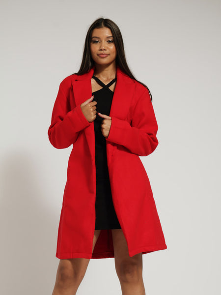 Collared Melton Basic Coat Winter Red – LEGiT - Main Image
