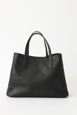 Embossed Monogram compartment Shopper - Black