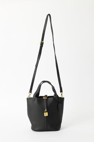 Metal Lock Bucket Bag - Black