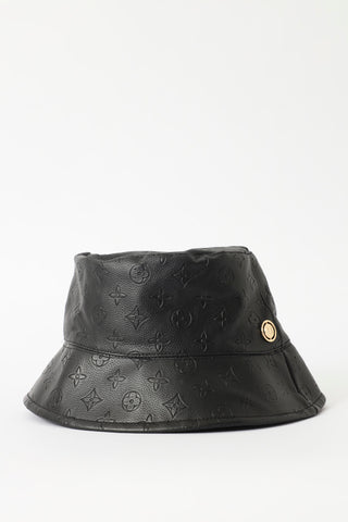 Reversible Embossed Pu Bucket Hat - Black