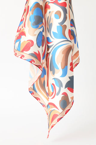 2 Pack Foliage & Floral Satin Scarves - Multi