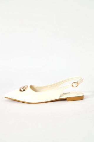 Pointy Slingback Flat Pump  - Off White