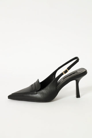 Mid Heel Slingback Court - Black