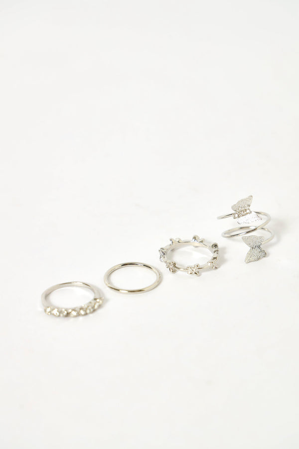 Legit Rings 4 Pack Diamante Rings - Silver – LEGiT