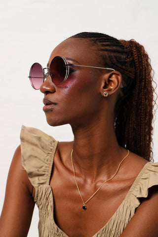 Round Metal Frame Sunglasses - Silver