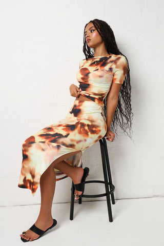 Drapey Detail Printed  Top - Multi