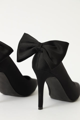 Full Court High Stiletto With Bow On Heel - Black