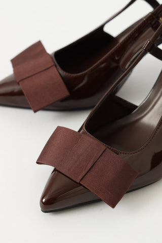 High Block Slingback Pointy Heel - Wine