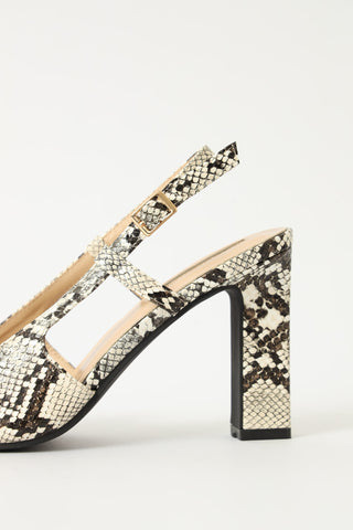 High Block Slingback Pointy Snake Print Court Heel - Multi