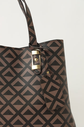 Geo Printed Double Tab Shopper Bag - Multi