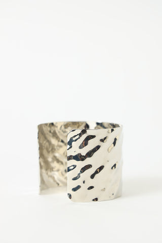 Statement Battered Wrap Bangle - Silver