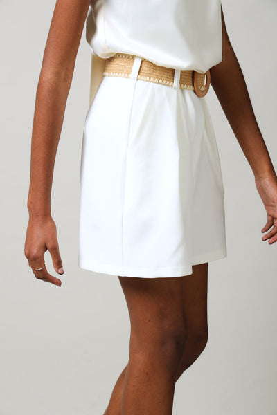 パンツ ANDWANG Baby office belt short pants 001 Woven Belt Shorts - White – LEGiT