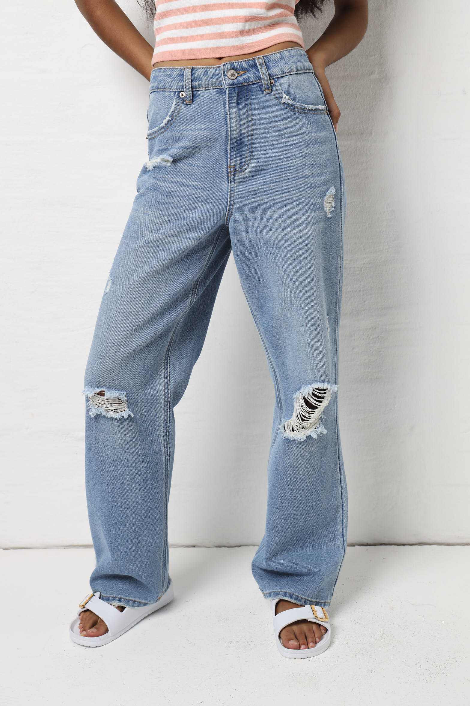 SEIRA×LAGUA TUCK WASH DENIM 25inch Abraised Wide Leg Jean - Stonewash – LEGiT