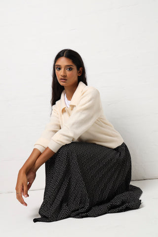 Long Sleeve Collared Cardi - Cream