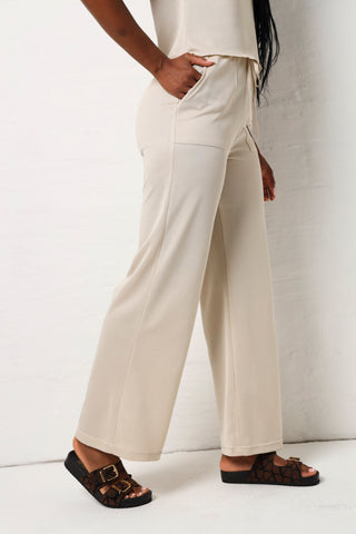 Soft Feel Textured Pant- Cream