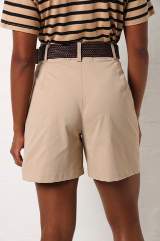 Belted Twill Bermuda Short - Stone
