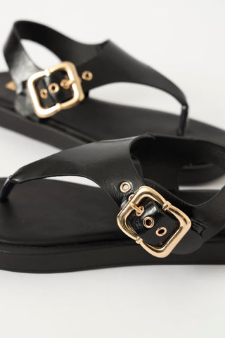 Moulded Textured Pu Thong Sandal - Black