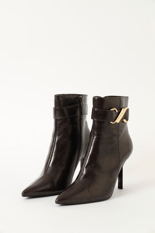 Trimmed Strap Ankle Boot  - Bitter Chocolate