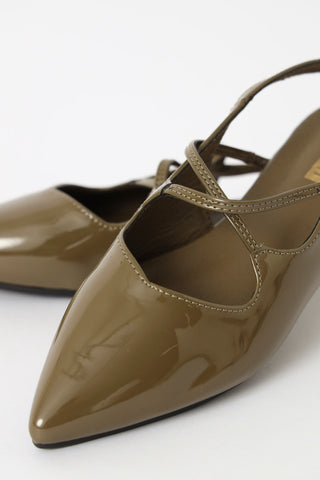 Pointy Toe Slingback Pump - Olive