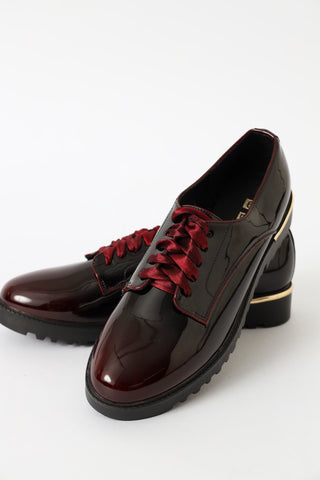 Ombre Patent Lace Up  - Burgundy