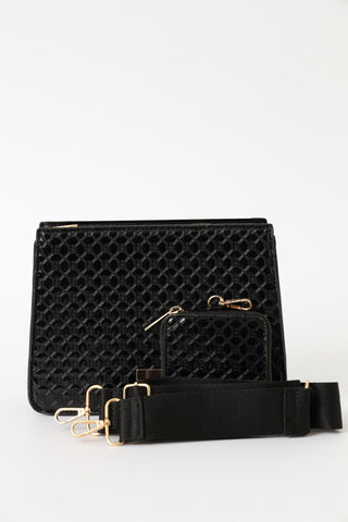 Chain Detail Additional Pouch Crossbody Bag - Black
