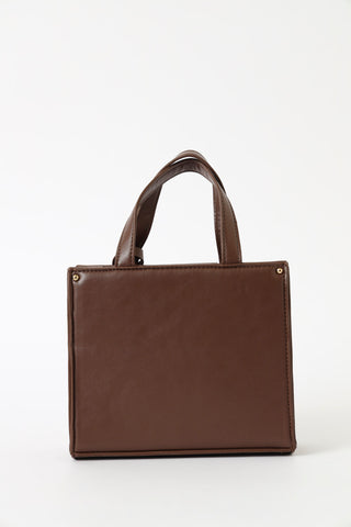 Front Metal Trim Tote Bag - Chocolate