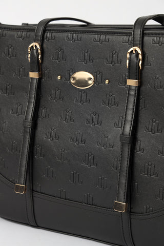 3D Embossed Monogram Shopper Bag - Black/Gold