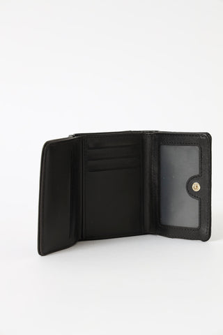 Heart Metal Clasp Bow Trim Compartment Wallet - Black/Gold