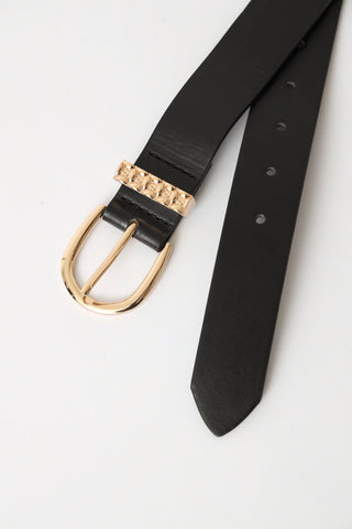 Buckle & Monogram Loop Core Belt - Black/Gold