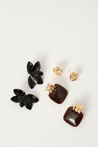 3 Pack Multi Shaped Metal Perspex Earrings - Multi