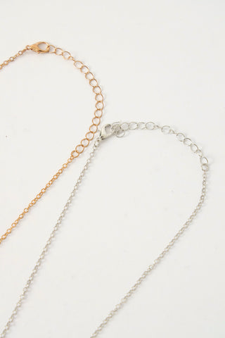 2 Pack Friendship Heart Pendant Necklace - Gold/Silver