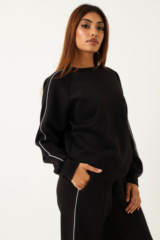 Long Sleeve Soft Touch Pullover Top - Black