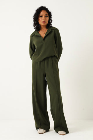 Long Sleeve Collared Barbi Pullover - Fatigue
