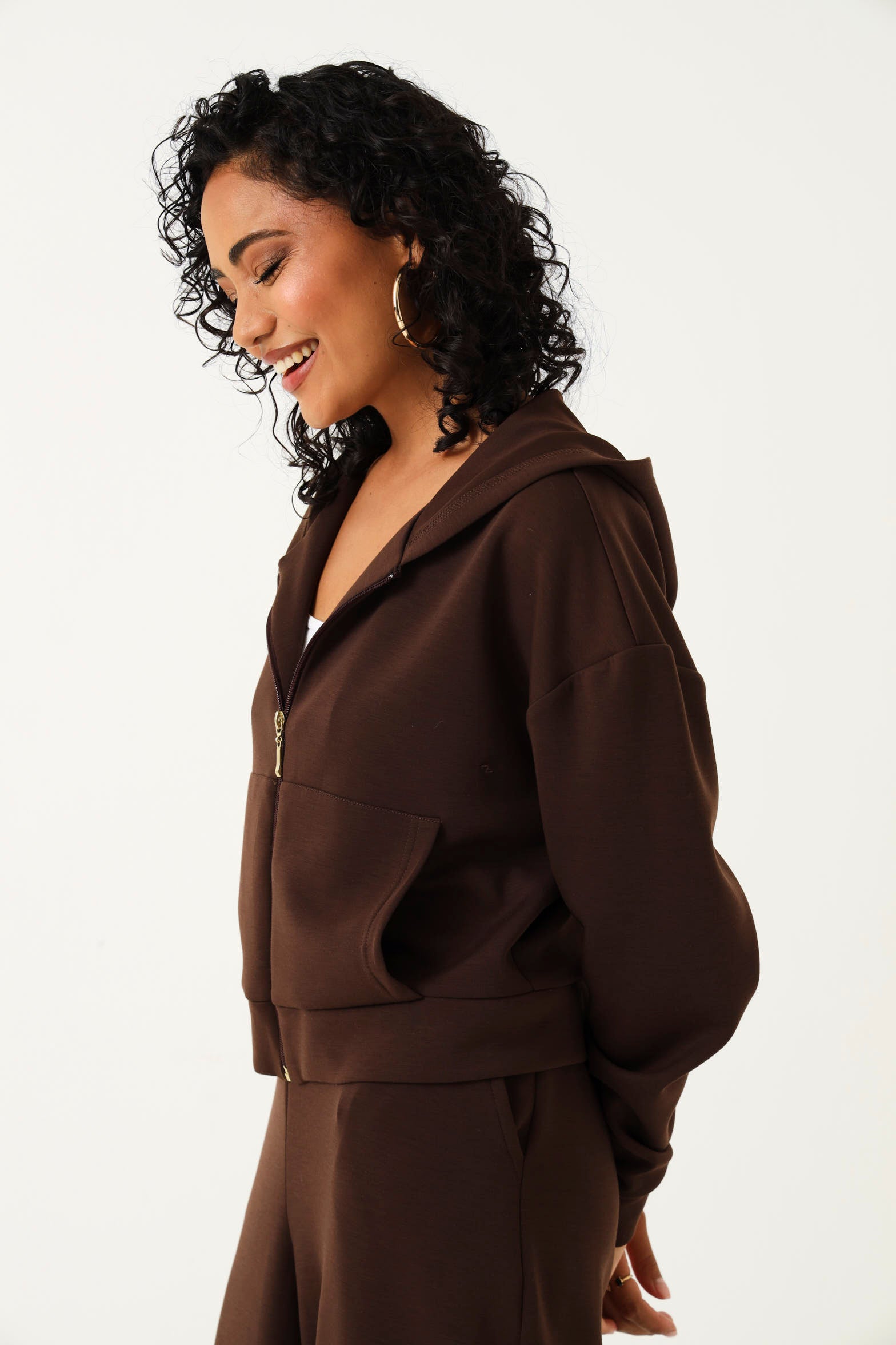 Soft Touch Zip Through Hoodie - Chocolate – LEGiT