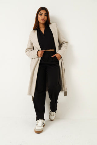 Long Sleeve  Collar Fleece Pull Over - Black