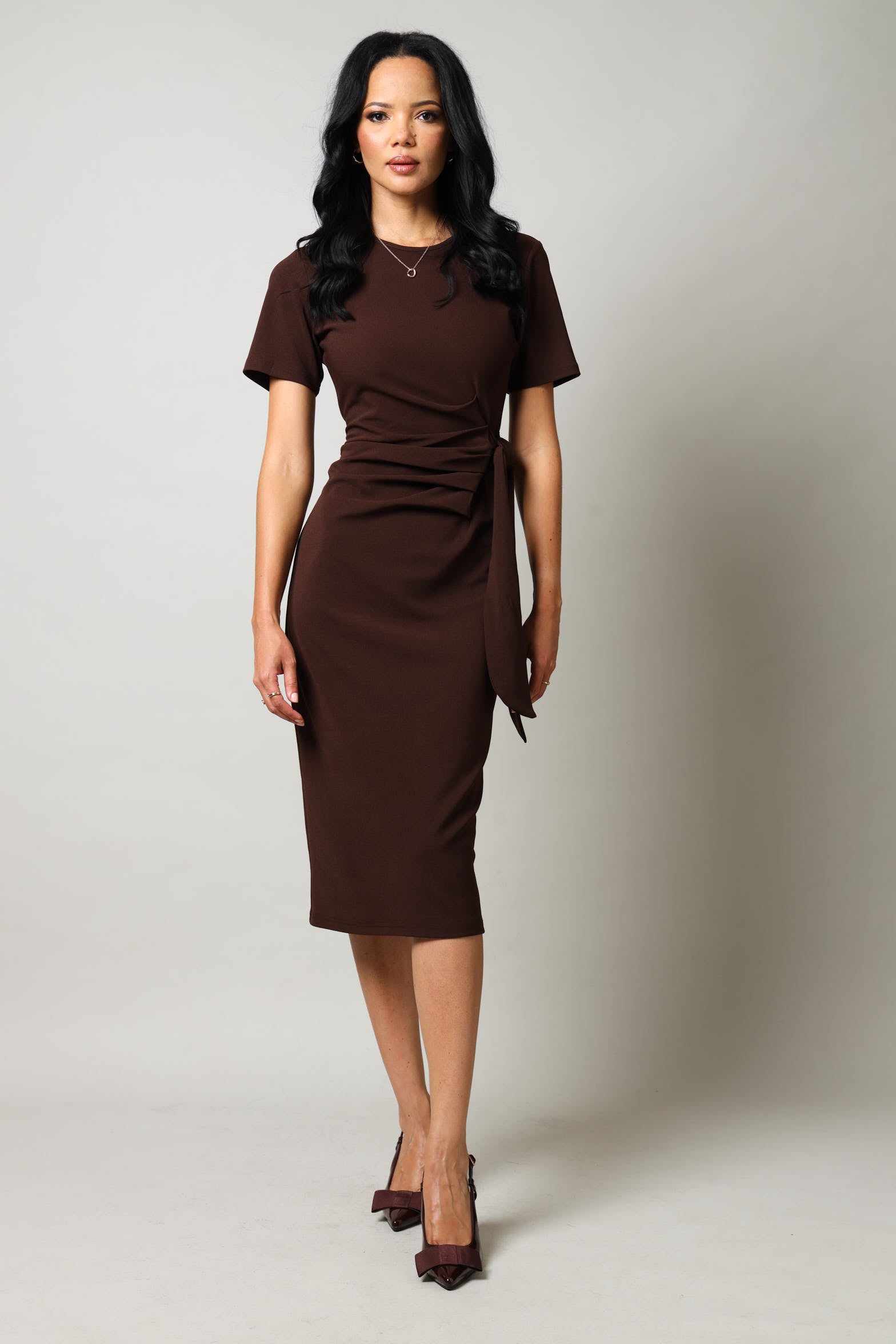Short Sleeve Side Tie Bodycon Dress
