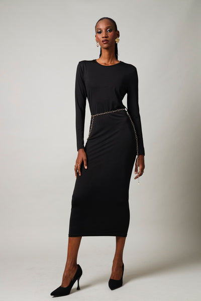 bodycon party dress long sleeve Belted Slinky Blue Dress Barn | Size:9 years old YGroup_1L13118