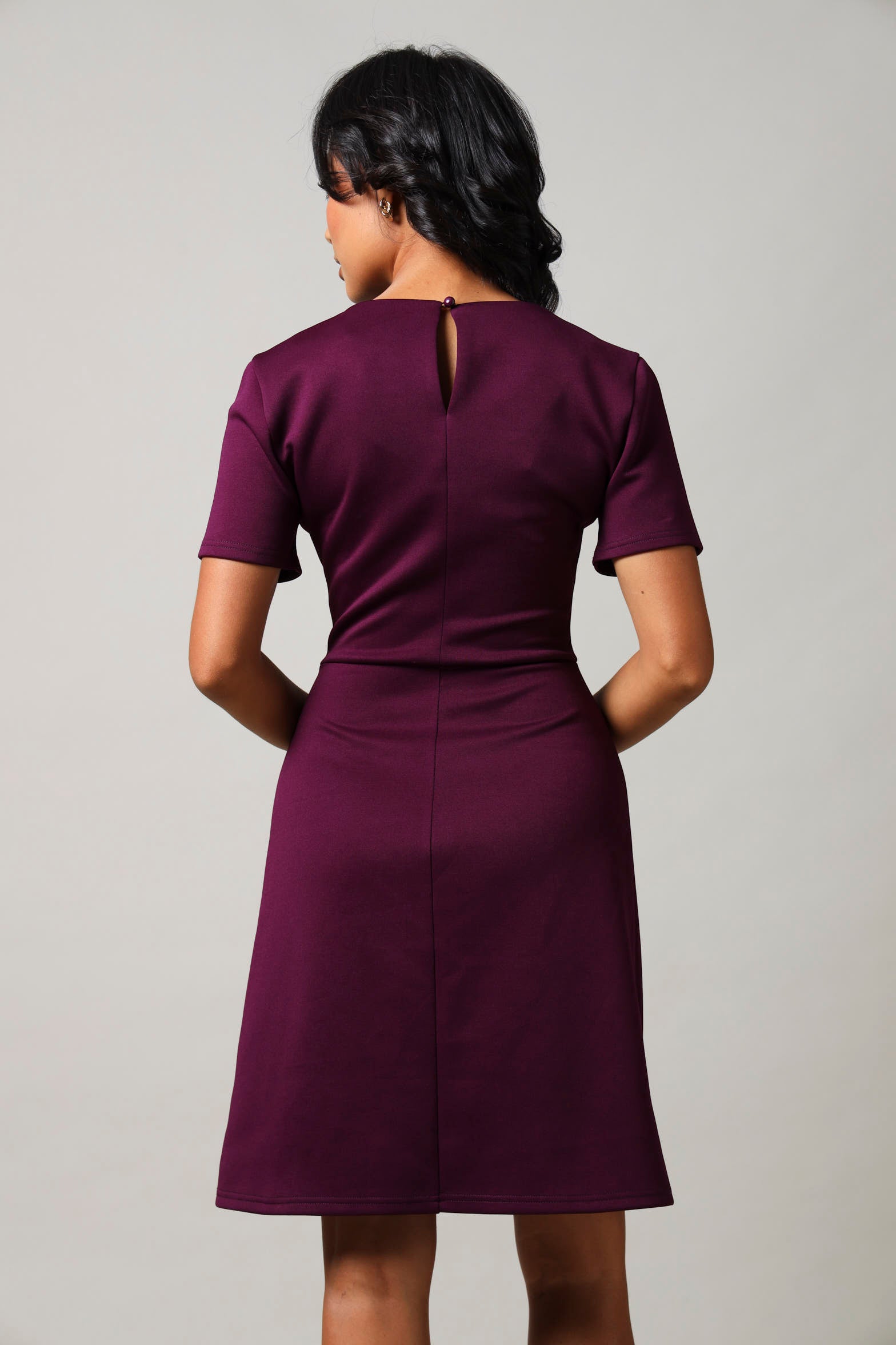 Short Sleeve Pocket Detail Bodycon Dress - Burgundy LEGiT Short Sleeve Pocket Detail Bodycon Dress - Burgundy LEGiT