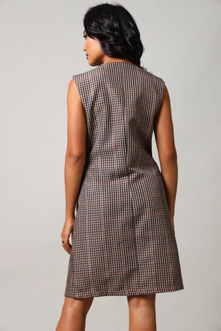 Sleeveless Check Pinni Dress - Check