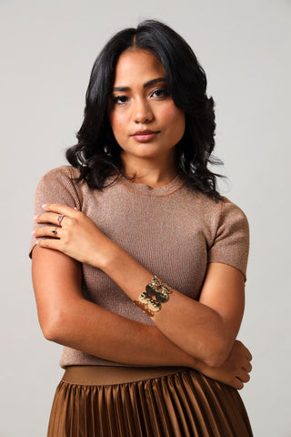 Battered Double Row Bracelet - Gold