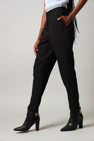 Slim leg  Pleat Detail Pants - Black