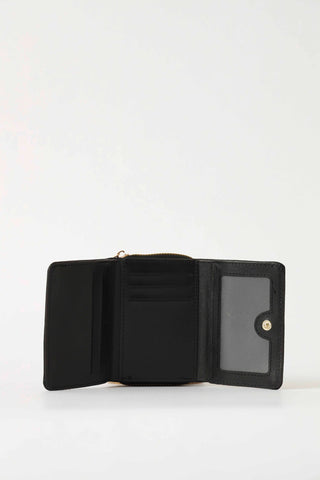 Bow Trim Compartment Wallet - Black/Gold
