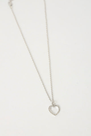 Diamante Heart Necklace - Silver